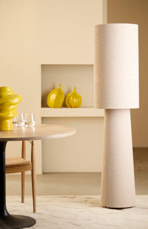 Golvlampa i bouclé - Mikkel creme 165cm