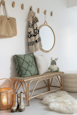 Round footstool - Teddy, beige