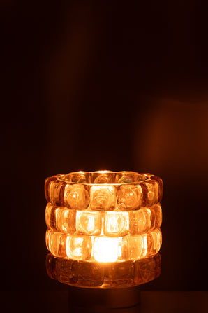 Mosaic candle lantern - Hurricane, cognac, 12cm