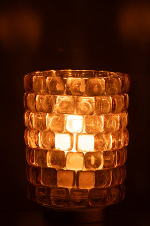 Mosaic candle lantern - Hurricane, cognac, 20cm