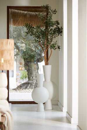 Oval metal vase - Kavandu, cream, 80cm