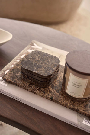 Coasters brown marble 4-pack