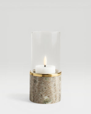 Ljushållare i marmor glaskupa - Lantern, beige 8x17cm