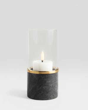 Ljushållare i marmor glaskupa - Lantern, svart 8x17cm