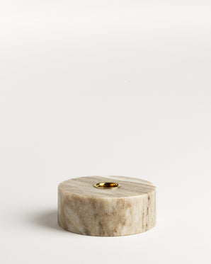 Marble candle holder – round, 10 x 3.5cm, beige