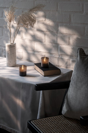 Candle lantern frosted, grey, LED