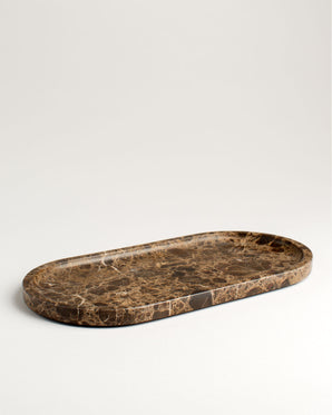 Tray Marble Brown oval 30x15cm