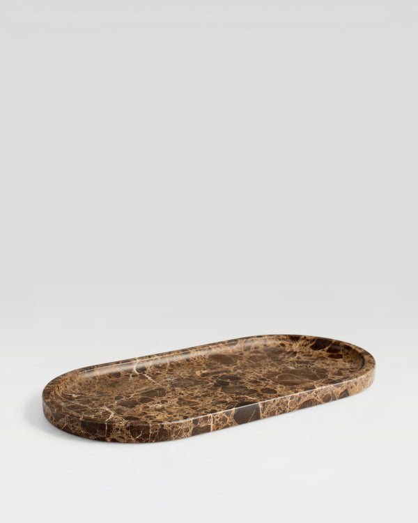Tray Marble Brown oval 30x15cm