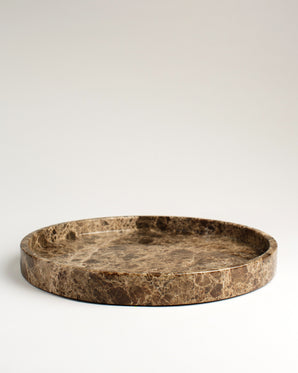 Tray Marble Round brown 30cm