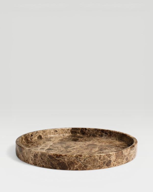 Tray Marble Round brown 30cm