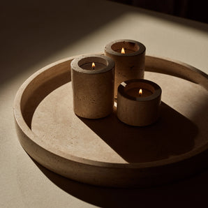 Tray Travertine round beige 30cm