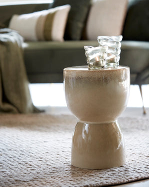 Footstool/side table Beige ceramic