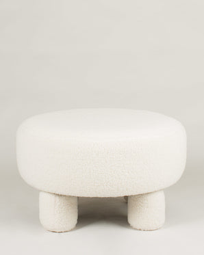 Bouclé footstool - Teddy legs, white