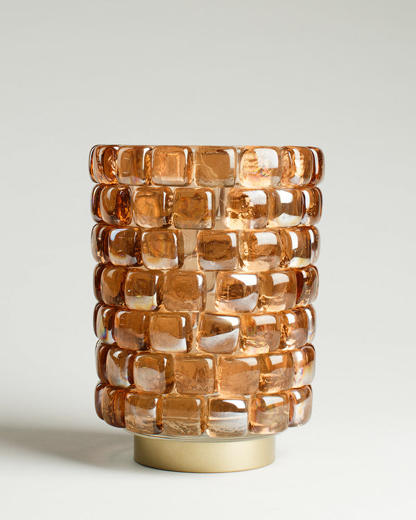 Mosaic candle lantern - Hurricane, cognac, 20cm