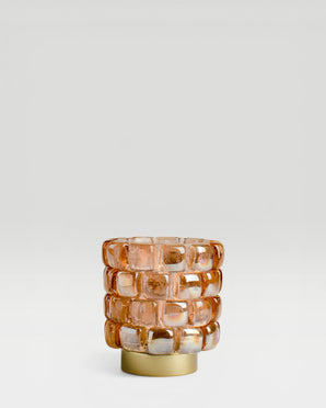 Mosaic candle lantern - Hurricane, cognac, 12cm