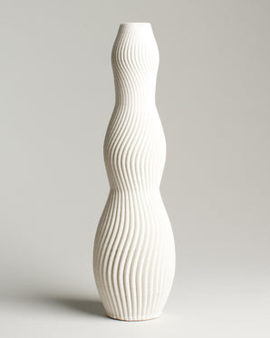 Fluted ceramic vase - Kudos, cream, large