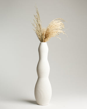 Fluted ceramic vase - Kudos, cream, large