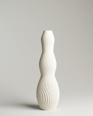 Fluted ceramic vase - Kudos, cream, small