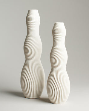 Fluted ceramic vase - Kudos, cream, small