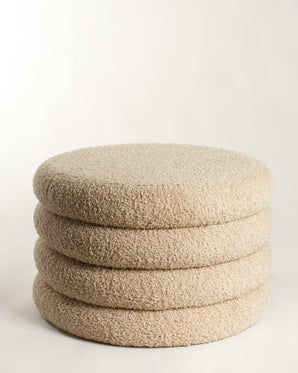 Round footstool - Teddy, beige