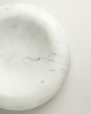 Round marble bowl - Low, white, 29 cm