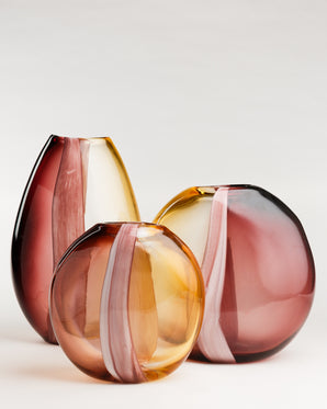 Two-tone glass vase - Arun, mahogany/yellow, large