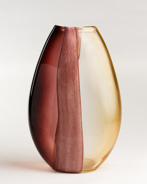 Two-tone glass vase - Arun, mahogany/yellow, large