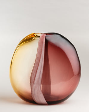 Two-tone glass vase - Arun, mahogany/yellow, medium