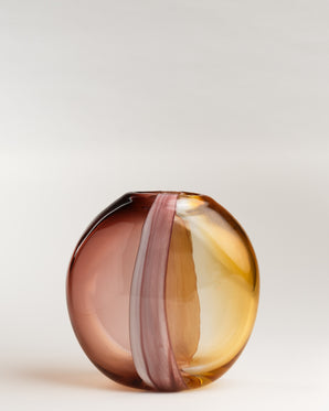 Two-tone glass vase - Arun, mahogany/yellow, small