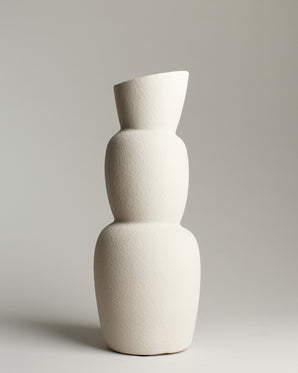 Vase Aram in fine ceramic cream 14x37cm