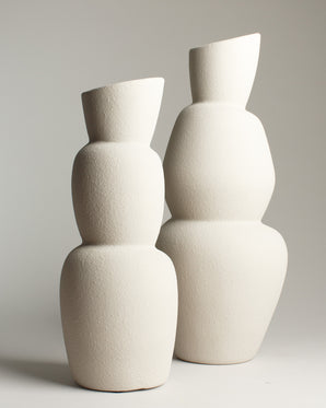 Vase Aram in fine ceramic cream 14x37cm