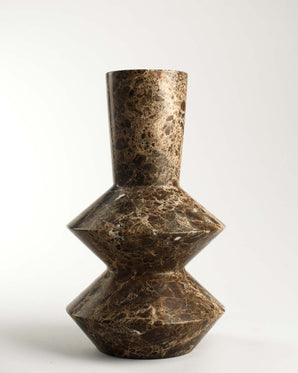 Vase, Rhombus in brown marble, 35cm